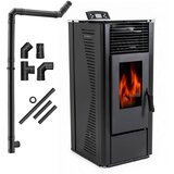 THUNDER Peč na pelete – Wi-Fi upravljanje, 20 kg rezervoar, avtomatsko ogrevanje ® KARMEN-BLACK 10 kW, (5000098558) | Shoptok.si