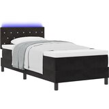 vidaXL Postelja s vzmetnico in LED osvetlitvijo črna 90x200 cm žamet | Shoptok.si