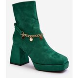 Kesi Women's ankle boots with chain, green Tiselo | shoptok.hr