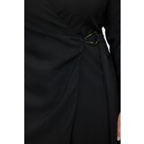 Trendyol Curve Black Double Breasted Closure Metal Buckle Mini Woven Plus Size Jacket Dress | shoptok.hr
