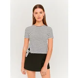 TALLY WEiJL Black & White Striped Short T-Shirt - Women