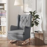 vidaXL Fotelja s nogama za ljuljanje od kaučukovca svjetlosiva tkanina | shoptok.hr