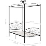  Posteljni okvir z ogrodjem za baldahin črn kovinski 100x200 cm | Shoptok.si
