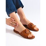 Shelvt Women's flat camel slippers | shoptok.hr