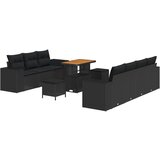 vidaXL set vrtnih sofa od 10 komada s jastučićima crna poli ratan akacija, set vrtne blagovaonice od 3 komada s jastučićima crna poli ratan akacija Cijene