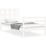 The Living Store Posteljni okvir z vzglavjem bel trden les - Posteljni Okvir, (21526980) | Shoptok.si
