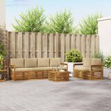  Set vanjskih sofa 7 pcs Prirodna i bež Čvrsto drvo akacije | Eponuda.com
