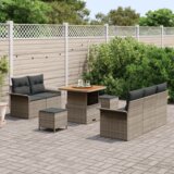  8-dijelni set vrtne sofe s jastučićima siva poliratan acacia | shoptok.hr