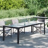vidaXL Vrtna miza črna 250x100x75 cm kaljeno steklo in poli ratan | Shoptok.si