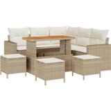  9-dijelni Vrtni Sofa Set s Jastučićima Bež Poli Ratan Akacija | shoptok.hr
