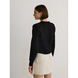 Reserved - Majica s ukrasnim naborima na ramenima - crno | shoptok.hr