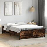 Maison Chic Posteljni okvir - Dvoposteljna postelja - Zakonska postelja dimljeni hrast 120x190 cm inž. les in kovina-J14227, (21761618) | Shoptok.si