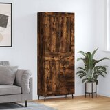vidaXL Visoka komoda dimljen hrast 69,5x34x180 cm inženirski les | Shoptok.si
