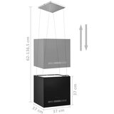  Viseća otočna napa sa senzorom na dodir LCD 37 cm čelična | shoptok.hr