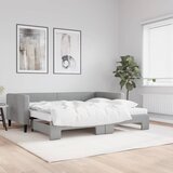vidaXL Izvlečna dnevna postelja z vzmetnicami sv. siva 90x200 cm blago Cene