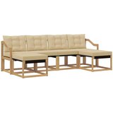 vidaXL Zunanja garnitura za sedenje z blazino 6 pcs Bela in bež, (5000280834) | Shoptok.si