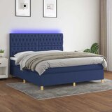  box spring s madracem LED plavi 160x200 cm od tkanine | shoptok.hr