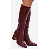 Boto Women's High Heel Boots with Gold Element Bordeaux Alessine | shoptok.hr