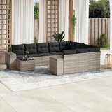 Maison Chic Seti vrtnega pohištva - Vrtna garnitura - Vrtni pohištvo set 11-delna z blazinami sv. siv poli ratan, (21809881) | Shoptok.si