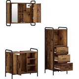  Set ormarića za kupaonicu 3 kom. Staro drvo 40 x 36 x 109 5 cm - Staro drvo Ormarić za umivaonik (1 vrata i 1 polica) + viseći o | shoptok.hr