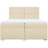  Krevet s oprugama i madracem krem 200 x 200 cm od tkanine | shoptok.hr
