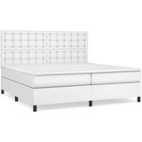  Box spring postelja z vzmetnico bela 200x200 cm umetno usnje, (20761255) | Shoptok.si