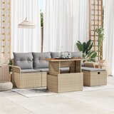 vidaXL 6-delni vrtni sofa set s blazinami Bež poly ratan | Shoptok.si