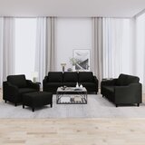 vidaXL Sedežna garnitura 4-delna z blazinami črno blago | Shoptok.si