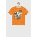 GAP Otroška bombažna kratka majica x Disney oranžna barva