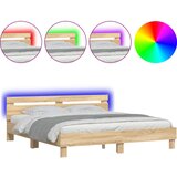  The Living Store Posteljni okvir z vzglavjem in LED sonoma hrast 160x200 cm - Posteljni Okvir, (21527973) | Shoptok.si