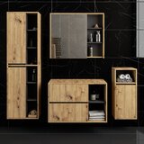 AKORD Vami Stenski Komplet Kopalniškega Pohištva, Izrezi Za Umivalnik, Hrast Artisan/Grafitno Siva, (5000332703) | Shoptok.si