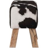  Klupa 40 x 30 x 45 cm Prava koža Crna i bijela | shoptok.hr