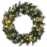 Božični venec z LED lučkami zelen 60 cm PVC | Shoptok.si