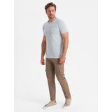 Ombre Men's cotton t-shirt with pocket - light grey | Shoptok.si