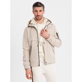 Ombre Functional men's transitional jacket with hood - beige Cijene