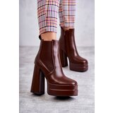Boto Women's Leather Boots On A Massive Heel Brown Jones | Shoptok.si