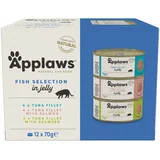 Applaws 10 + 2 gratis! mokra mačja hrana 12 x 70 g - Ribji izbor v želeju Adult