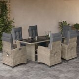  The Living Store Vrtna jedilna garnitura 7-delna z blazinami sv. siv poli ratan - Vrtna Jedilna Garnitura, (21476952) | Shoptok.si