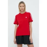 Adidas Kratka majica 3-Stripes Tee ženska, rdeča barva, IR8050