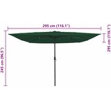  Vrtni suncobran Zelena 295 x 295 x 245 cm Poliester i čelik | Eponuda.com