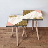 Hanah home 2Shp264 - gold goldwhitesalmon nesting table (2 pieces) | ePonuda.com