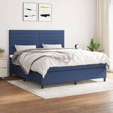 vidaXL Box spring postelja z vzmetnico modra 160x200 cm blag | Shoptok.si