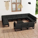 The Living Store Vrtna sedežna garnitura 14-delna z blazinami črna borovina - Vrtna Sedežna Garnitura, (21474441) | Shoptok.si