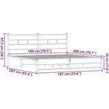 vidaXL Metalni okvir kreveta bez madraca smeđa boja hrasta 180x200 cm | shoptok.hr