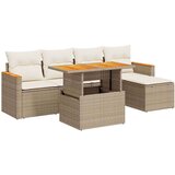vidaXL 6-dijelni set vrtnih sofa s jastucima bež od poliratana bagrem | shoptok.hr