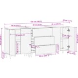 vidaXL 3-dijelni set namještaja za kupaonicu od čvrstog drva manga, Bočna komoda 60x33x75 cm od čvrstog drva manga | shoptok.hr