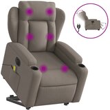 vidaXL Električni masažni naslonjač na podizanje od tkanine smeđesivi | shoptok.hr