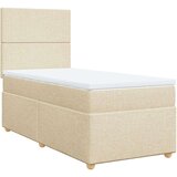 vidaXL Box spring postelja z vzmetnico krem 90x200 cm blago | Shoptok.si