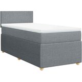 Box spring krevet s madracem svjetlosivi 90x190 cm od tkanine Slike