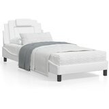 vidaXL Posteljni okvir z LED lučkami bel 90x200 cm umetno usnje Cene
